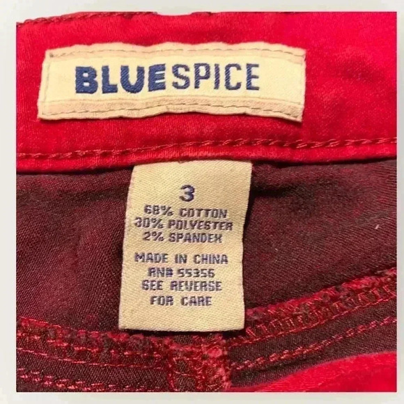 Blue Spice Women's Juniors Size 3 Straight Leg Skinny Red Jeans - Picture 7 of 12